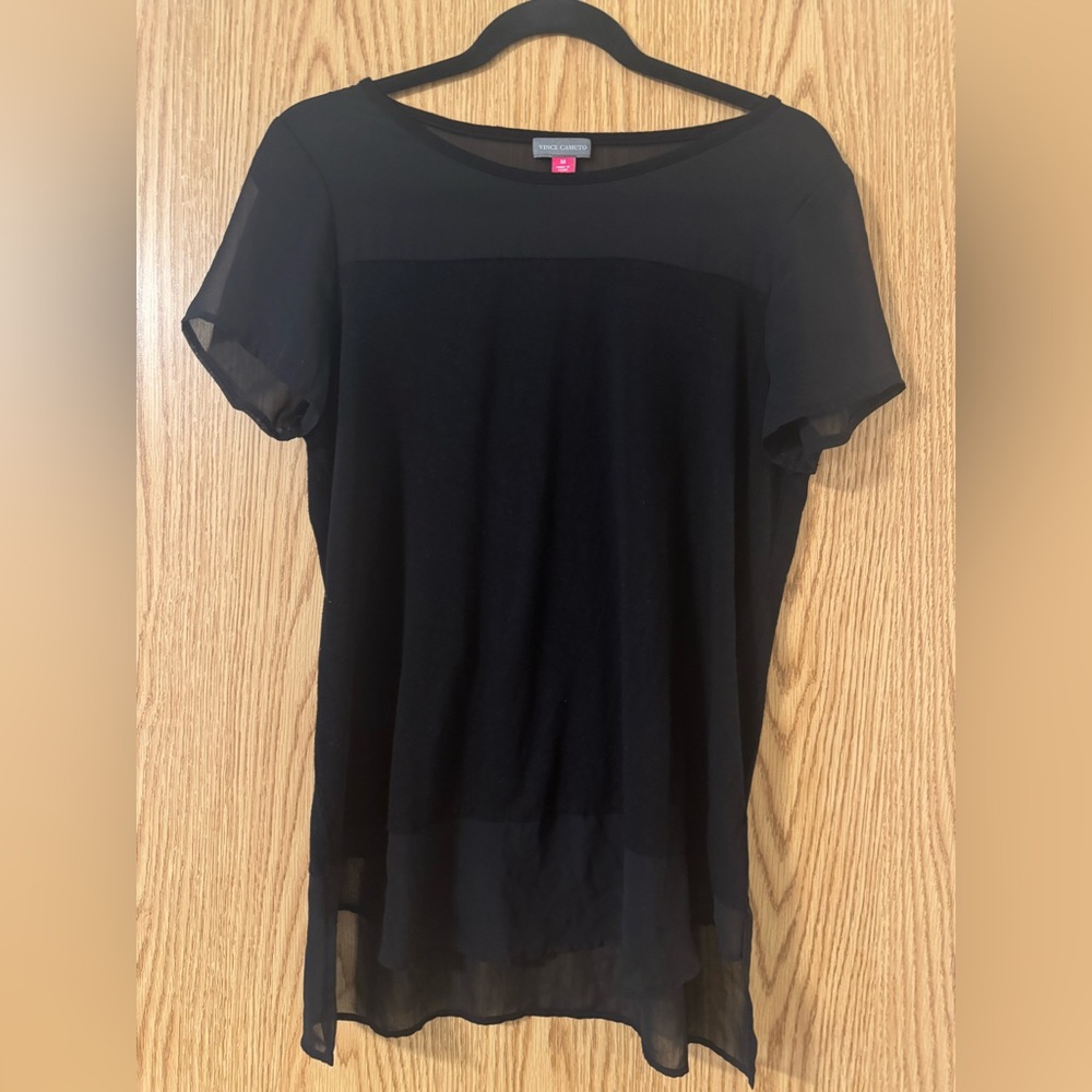 Vince Camuto Black Women's Top with black sheer detail